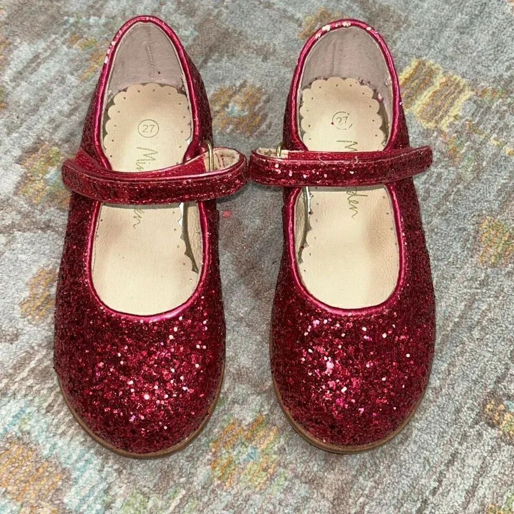 Mini Boden hot pink glitter Mary Jane sz 27 /10